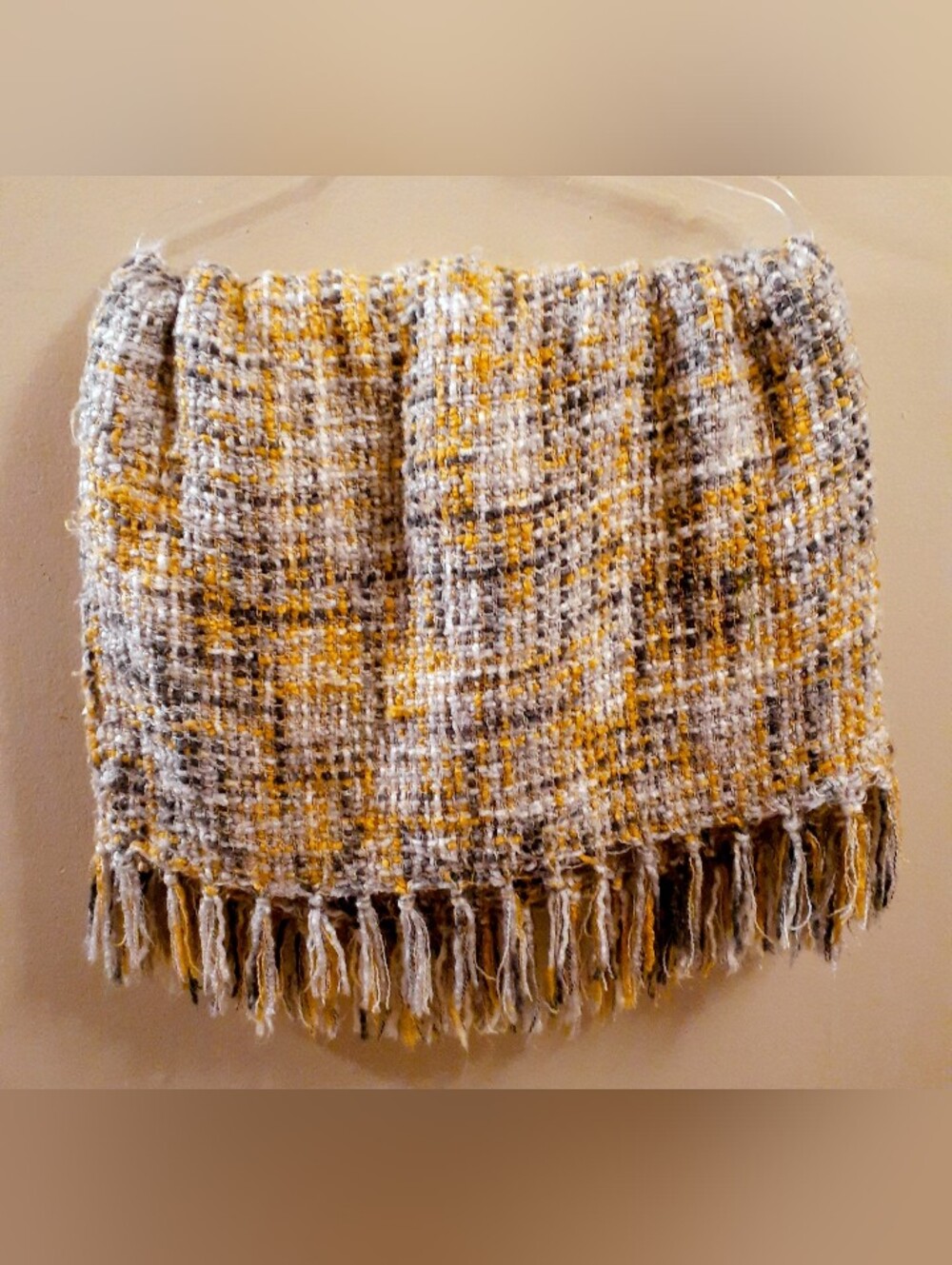 DKNY Home Nubby Woven Plaid Fringed Throw Blanket